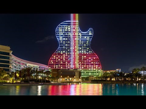 LIVE Hard Rock Hotel & Casino Hollywood, Florida Spring Break 2021: Guitar Hotel & Light Show