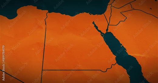 Beautiful zoom in of an Egypt map with most important cities frontier lines and the nile river route