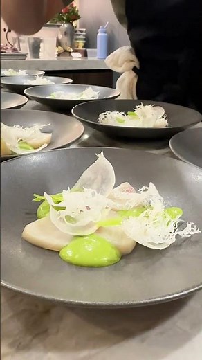 Hamachi Sashimi with Shiso, Seaweeds and Turnip #hamachi #japanesefood #chef