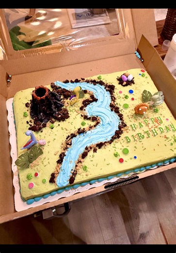 Volcano Dino Cake for a Budget Birthday Party