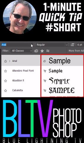 1-Minute Quick Tip #Short Font Preview Size