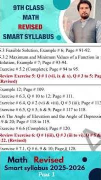 9Th Class Revised Smart Syllabus Math part 1 2025-2026- 9 math revised smart syllabus #maths #shorts