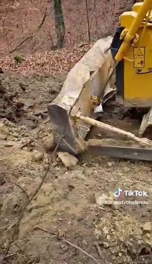 Bulldozer in Action: Ground Leveling in the Forest