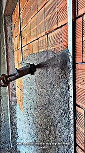 Brick Wall Plastering Application with a Spray Machine