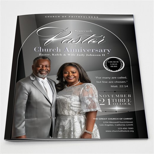 Black & Silver Church Anniversary Program Template | Canva Editable (11x17) - Etsy