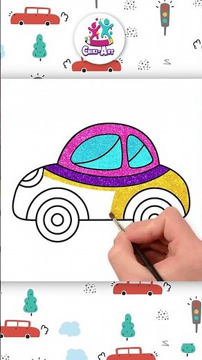 Let’s Draw a Cute Colorful CAR 🚗 ✏️ | Step By Step Drawing #shorts #drawing #coloring