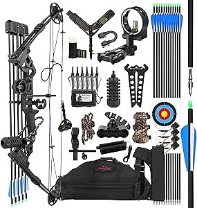 Compound Bow Kit,Hunting&Target,Limb Made in USA,Draw Weight 20-70lbs Adjustable,Draw Length 24-30", Right/Left Handed for Adult/Beginner Hunting&Targeting