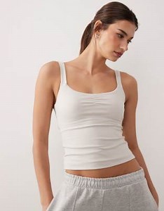 Gilly Hicks sweatheart tank top with built-in bra in cream | ASOS