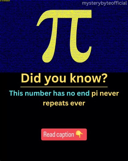 Mysterious facts on Instagram: "🔴 THIS NUMBER WILL NEVER END… AND THAT’S NOT AN EXAGGERATION 🤯 π (Pi) = 3.141592653589793 And it never stops. No pattern. No repetition. No ending. ♾️ 📌 Here’s the hard truth: Pi is an irrational number, which means its digits go on forever without ever repeating. Not once. Not ever. Scientists and mathematicians have already calculated over 62 TRILLION digits of Pi 🧠💥 And guess what? Still no repeating sequence found. 💡 Why this is insane: • Pi shows up in 