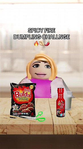 Pink Tries Spicy Fire Dumplings Challenge on Roblox | ASMR Mukbang