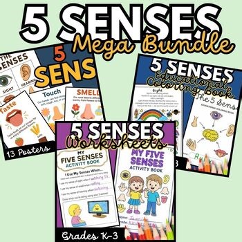Five Senses Mega Bundle | Posters, Worksheets, Coloring & Graphic Organizer K-1