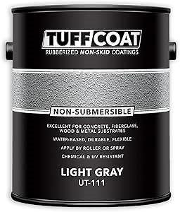 Tuff Coat UT-111 Light Gray - 1 Gallon: Medium Texture, Non-Submersible, Water-Based, Rubberized Non-Skid Coating