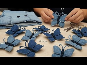 🦋 Turn Old Jeans Into CUTE Butterfly! DIY Denim Craft for Decor & Accessories