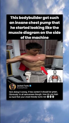 This bodybuilder got such an insane chest pump that he started looking like the muscle diagram