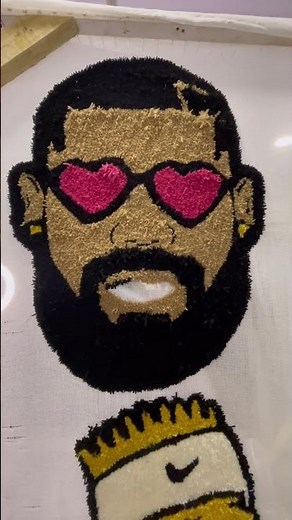 Making a Drake Face Hand Tufted Rug From Scratch 🎭🧶 | Tufting Process