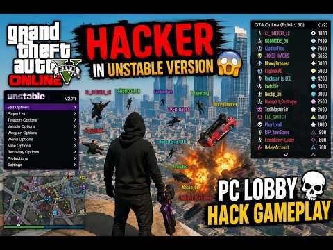 GTA 5 Online Hacker in Unstable Version 😱 PC Lobby Hack Gameplay