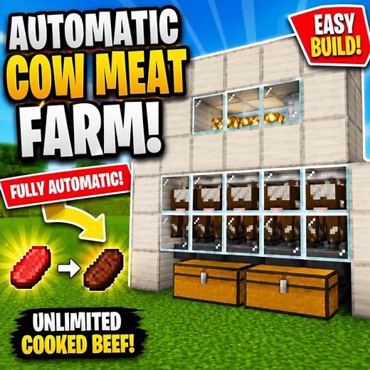 Automatic Cow Meat Farm in Minecraft 🐄🔥 | Unlimited Cooked Beef Farm!