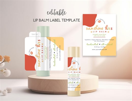Editable Lip Balm Label Template, Canva DIY Design (digital Download) - Etsy Canada