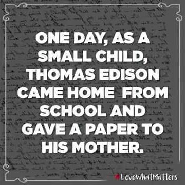 Thomas Edison's letter from school teacher to his mother.