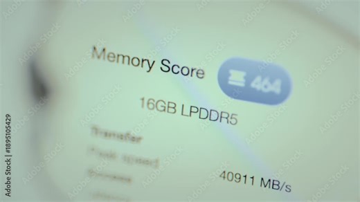 Results of a memory performance benchmark test on a device