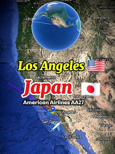 American Airlines to Japan ✈️ AA27 Los Angeles United States to Tokyo Japan Flight Duration 12 Hours Operated by American Airlines. #americanairlines #japan #losangeles #aviation #travel