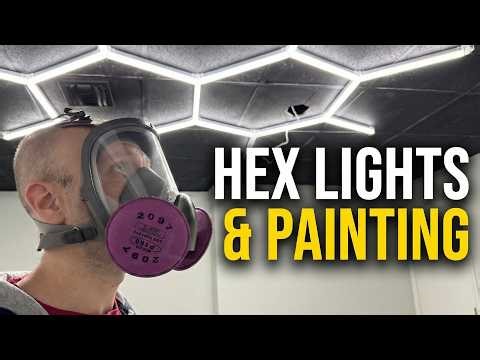 Home Gym Build: Hex Lights & Painting Ceiling Tiles