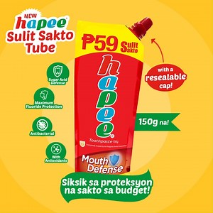 70K views · 388 reactions | Wala nang mabibitin sa pagsisipilyo!  Introducing our Hapee Sulit Sakto Tube! Ito ang kauna-unahang stand up toothpaste pouch na may resealable cap kaya mas sulit dahil mas madali nang simutin at bitbitin kahit saan. Proteksyong pangmalakasan sa presyong abot-kaya! Available na ang Hapee Sulit Sakto Tube sa piling mga tindahan.  #HapeePH #NgitingPinoyNgitingHapee #NgitingProtektado | Hapee Toothpaste | Facebook