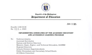 DepEd Order 018, s. 2025 - Implementing Guidelines of the Academic Recovery and Accessible Learning Program