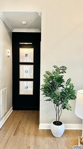 Looking to spruce up a small hallway wall? This was such an easy DIY, with minimal tools and supplies needed, that can be done in a day! Supplies/Tools needed: -Shiplap wall planks -Nail gun and brad nails( I love my airstrike from @ryobitoolsusa ) -Spackle or wood filler -Caulk gun and caulk -Paint and paint supplies (I used a small roller, brush, and painter's tape) -Hand saw / Miter Saw OR if you do not have one just get the planks cut at your local hardware store for you! Steps: -Measure wal