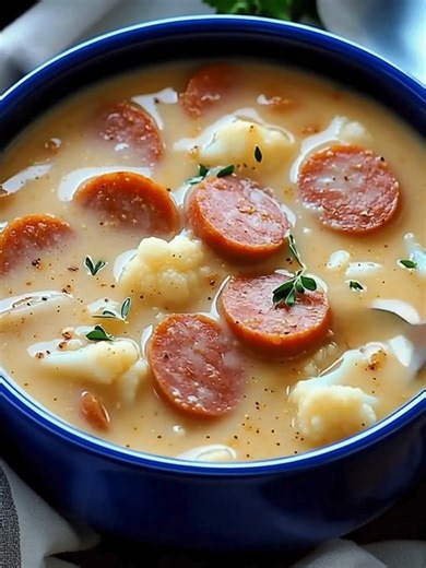 Keto Kielbasa Soup with Cauliflower is a delicious low-carb dish that combines savory kielbasa sausage with creamy cauliflower for a hearty meal. Ingredients 1 lb kielbasa sausage, sliced 1 medium onion, diced 3 cloves garlic, minced Full Recipe in First comment Enjoy ❤ 👇👇 | Olivia Recipes