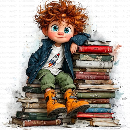 Librarian Boy Clipart Bundle: Book Lover Illustrations (JPG) - Etsy Canada