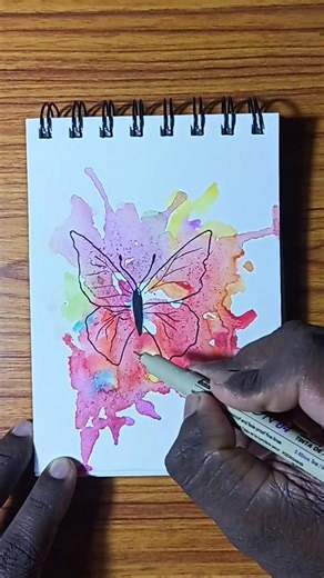 Watercolor splash butterfly drawing#youtubefeed #coloursplash #shortsfeed #kidsartlearning #colours