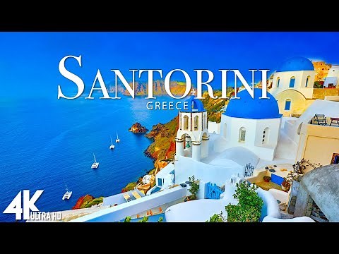 FLYING OVER SANTORINI (4K UHD) - Relaxing Music Along With Beautiful Nature Videos - 4K Video HD