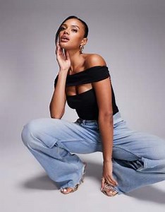 Oh Polly Lida off shoulder cut-out bodysuit in black | ASOS