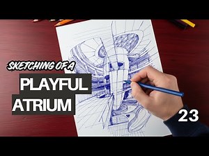 Designing a Child-Centered Shopping Mall Atrium | One-Point Perspective Sketch | Session 23