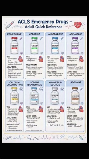 💉 ACLS Emergency Drugs – One Shot Revision! 🚑❤️🔥#ytshorts #shorts #nursing #bsn bscnursing #study