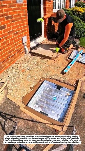 Spirit Level Tool Aligns Large Paving Slabs for Precise Leveling and Accurate Patio Installation
