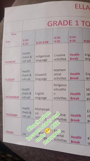 CBE School Timetable 2026: Lower Primary & Grade 1 Schedules