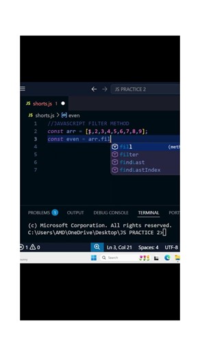 Javascript method #1 to use the filter method #coding #fullstack #javascript #programming