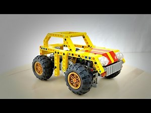 Lego car with spring powered pullback motor
