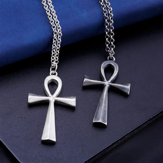 Men Oxidized Silver Ankh Cross Pendant Symbol of Life Pendant Necklace Gift for Him - Etsy