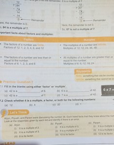 Fill in the blanks using either 'factor' or 'multiple'.7.1(... | Filo