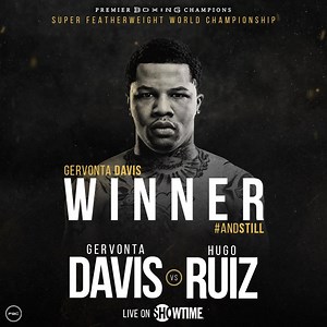 11K views · 402 reactions | Gervonta "Tank" Davis (21-0, 20 KO's) retains WBA Super Featherweight World Title and stops Hugo Ruiz via 1RD KO! #PBConShowtime #DavisRuiz | Premier Boxing Champions | Facebook