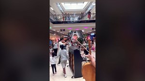 An unexpected flashmob happened in the shopping mall