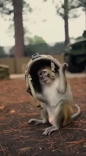 Monkey Steals Soldier’s Helmet 😂🐒 | U.S. Army Moment 🇺🇸 #shorts