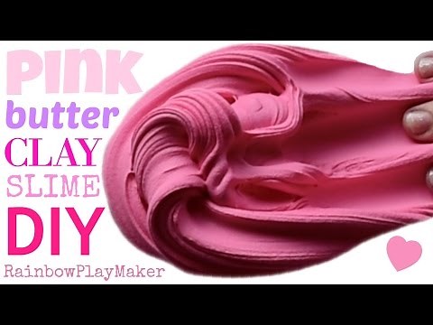 DIY EASY PINK BUTTER SLIME RECIPE!! SIMPLE MILKY SLIME & CLAY MIXING!!! SATISFYING VIDEO