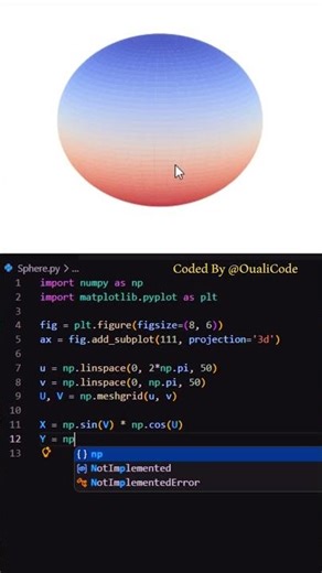 Draw a 3D Sphere in 10 Seconds with Python #python #programming #coding