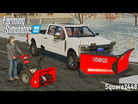 Plowing Snow With NEW Boss V Plow! (Ford F250) | FS22