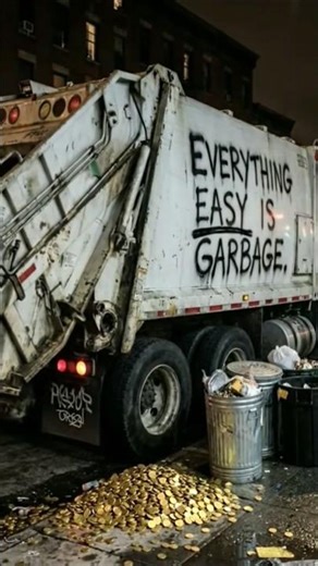Garbage truck throws🏅Gold coins in garbage💀#garbagetruck#trending