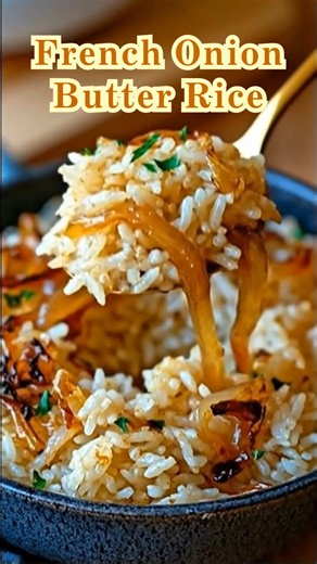 French Onion Butter Rice-Don’t Lose This Recipe A rich, cozy side dish that tastes like comfort Have you ever wished your rice could taste like the heart of a French onion soup? This is what happens when slow-caramelized onions melt into butter, wrap themselves around tender rice, and sit quietly on the stove until everything turns golden and fragrant. It’s humble, warm, and deeply satisfying—the kind of side dish that steals attention without asking. Don’t Lose This Recipe. What You’ll Need 1 c